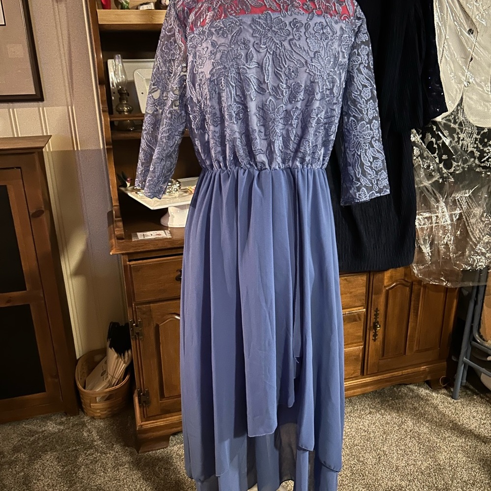 Elegant Blue Lace Women's Dress